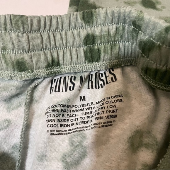 NWT Guns N Roses Sweatpants Green Tie Dye Print New Elastic Waist Rock Band Y2K - Picture 13 of 17